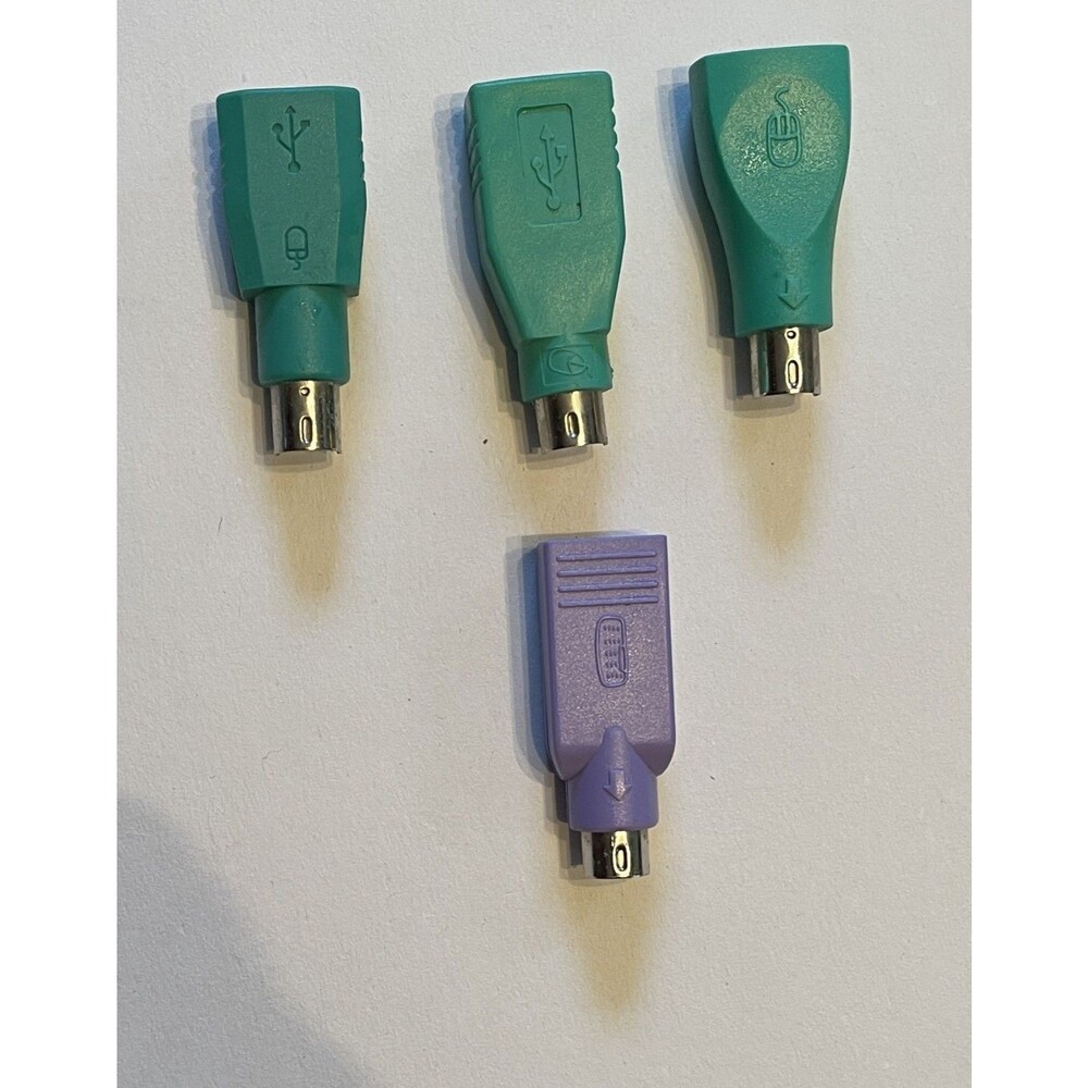 4x USB Type A Female to PS/2 Port Male Adapter Connector - Purple/Green Passive